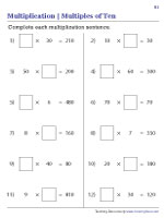Completing Multiplication Sentences