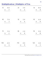 Multiplying Multiples of Ten - Vertical