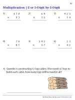 2 or 3-Digit by 2-Digit Multiplication with Word Problems