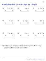 3 or 4-Digit by 1-Digit - With Word Problems