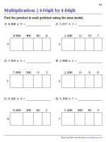 4-Digit by 1-Digit - Area Model Multiplication