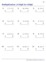 Multiplying up to 4 Digits by 1 Digit