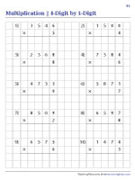 4-Digit by 1-Digit - Grid Multiplication
