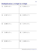 4-Digit by 1-Digit Horizontal Multiplication - Standard