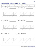 4-Digit by 1-Digit - Lattice Multiplication