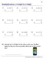 4-Digit by 1-Digit - With Word Problems