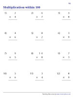 Multiplication within 100 - Column Method