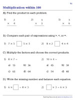 Multiplication within 100 - Mixed Review