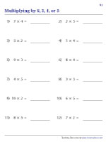 Multiplying by 2, 3, 4, and 5
