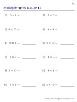 Multiplying by 2, 5, and 10
