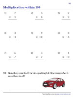 Multiplication within 100 Featuring Word Problems