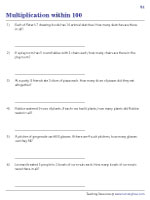 Solving Word Problems - Multiplication within 100