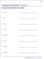 Write Words in Numbers | Worksheet #1