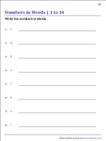 Write Numbers in Words | Worksheet #1