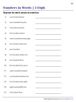 writing 3 digit numbers in words worksheets