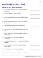 6 digit numbers in words worksheets
