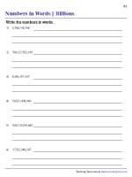 numbers in words worksheets