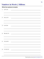 Write in Words | Worksheet #1