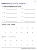 math worksheets for grade 3 even and odd numbers Odd Numbers or Even Numbers