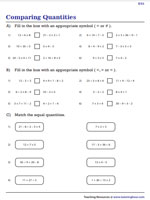 Comparing Numerical Expressions - Easy