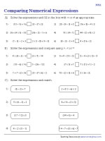 Comparing Numerical Expressions - Moderate