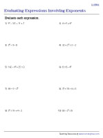 Evaluating Expressions Involving Exponents