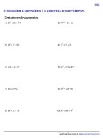 Expressions with Parentheses and Exponents - Easy