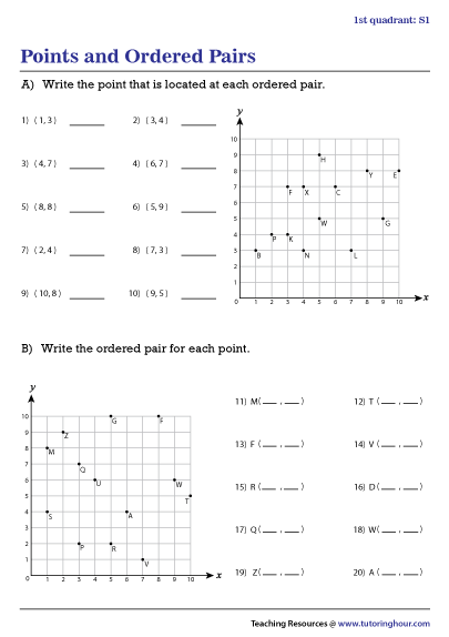 identifying-points-and-ordered-pairs-worksheets