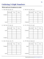 Ordering 3-Digit Numbers in a Place Value Box