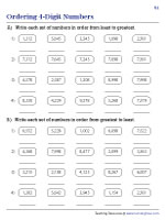 Ordering 4-Digit Numbers - Standard