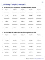 Ordering 6-Digit Numbers - Standard