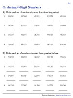 Ordering 6-Digit Numbers - Standard