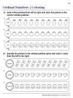 ordinal numbers worksheets