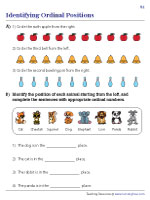 Ordinal Numbers and Positions Worksheets