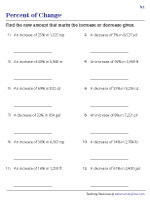 Percent of Change Worksheets