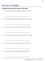 Finding Percent of Change | Worksheet #2