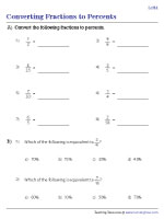 Converting Fractions and Percents Worksheets
