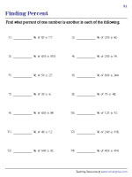 Percent Worksheets