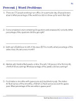 Percent Word Problems Worksheets