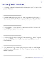 Percent Word Problems Worksheets