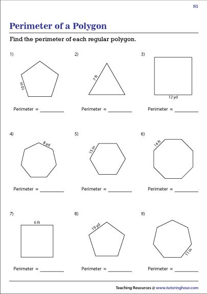 Area And Perimeter Of Regular Polygons Worksheets