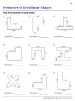 Perimeter of Rectilinear Shapes Worksheets