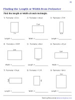 Find the Missing Dimensions of a Rectangle from Perimeter Worksheets