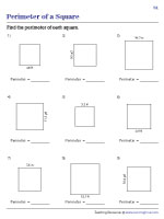 Perimeter of Squares Worksheets