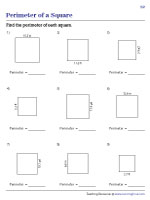 Perimeter of Squares - Decimals - Customary 2