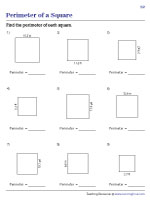 Perimeter of Squares Worksheets