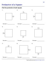 Perimeter of Squares Worksheets