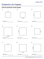 Perimeter of Squares - Integers | Level 1 - Worksheet #1