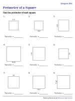 Perimeter of Squares - Integers - Level 1 - Customary