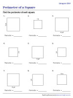 Perimeter of Squares - Integers | Level 1 - Worksheet #2